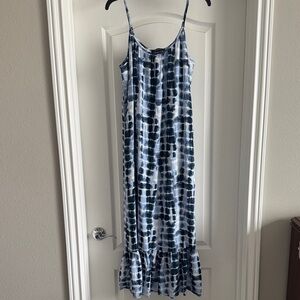 Karen Kane Blue and White Tie-Dye Maxi Sundress